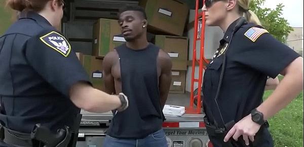  Nasty cops abusing black stud big dick in truck